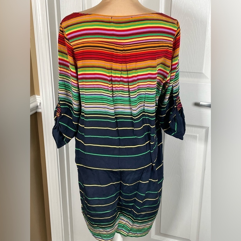 Amanda Uprichard 100% Silk Bright Stripes Tunic Blouse Top - Medium - Picture 5 of 7
